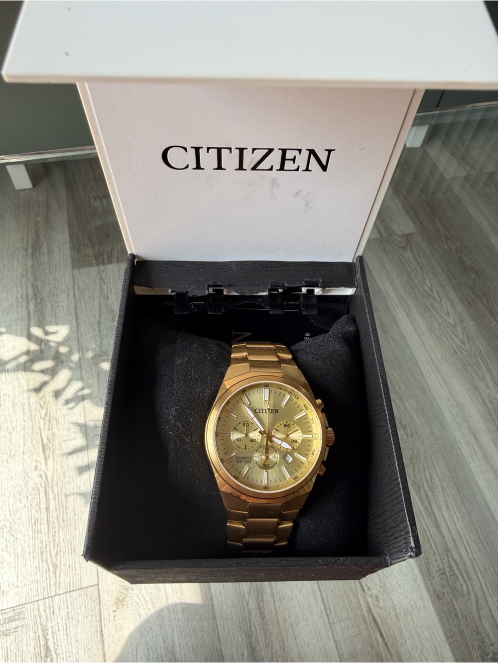 CITIZEN AN8172-53P GOLD DIAL QUARTZ CHRONOGRAPH MEN'S WATCH
